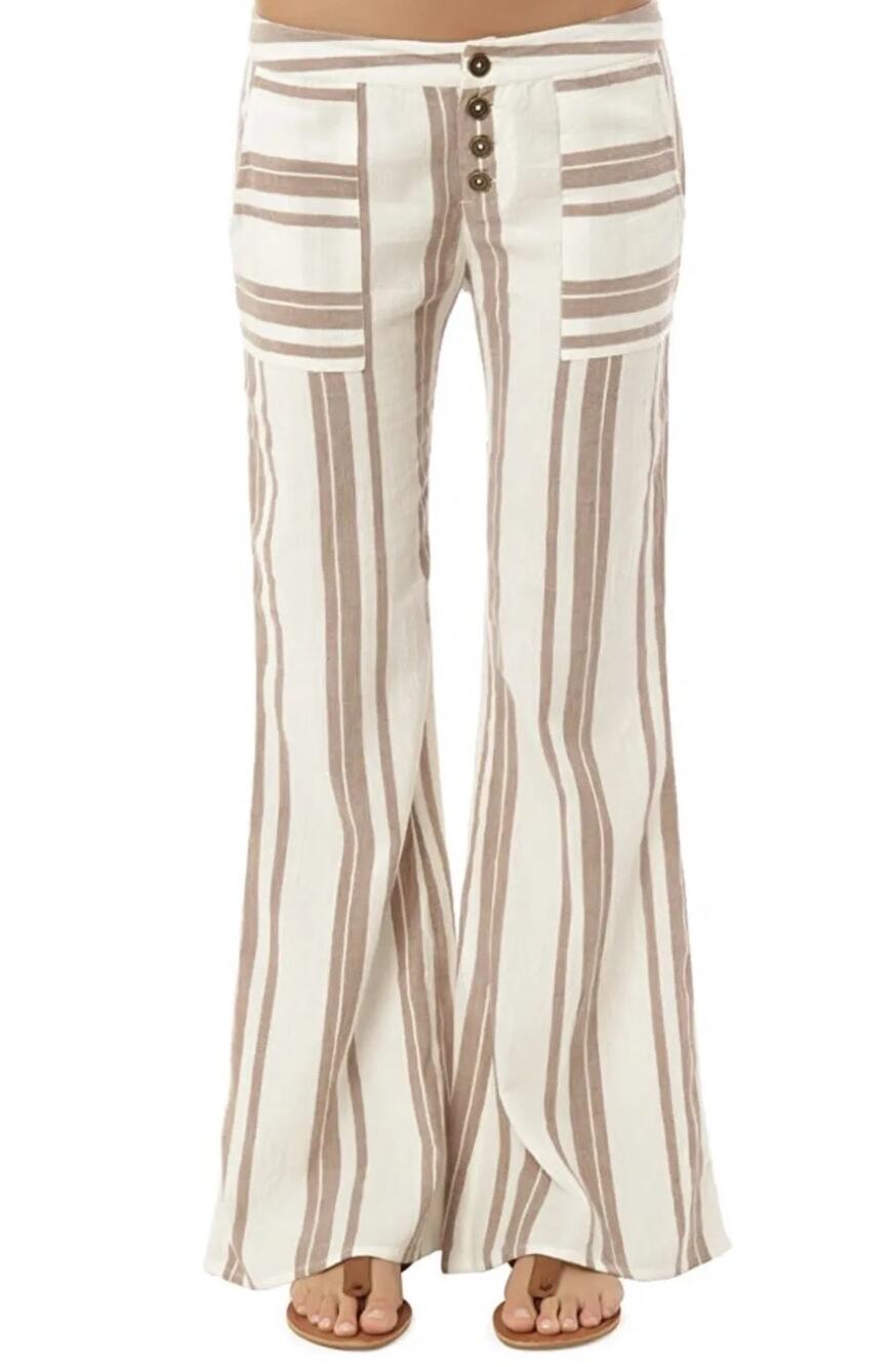 O'Neill Tan & Cream 70s Vibe Fleur Woven Button Up Flare Leg Cotton Pants Size 3